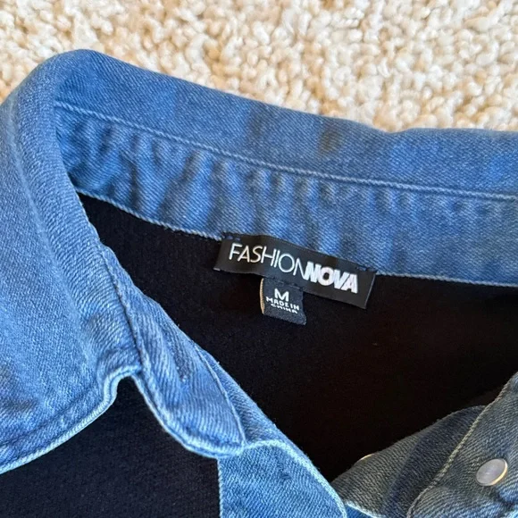 Fashion Nova Denim Collar Cardigan - Picture 2 of 2